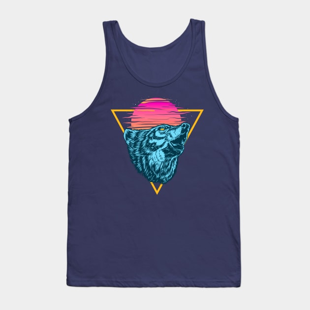 Funky Sunset Wolf Cry Tank Top by machmigo